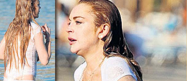 Lindsay Lohan Mykonos'ta Resmen Şov Yaptı