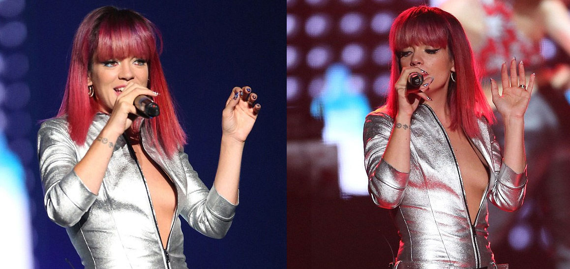 Lily Allen'dan derin dekolte!