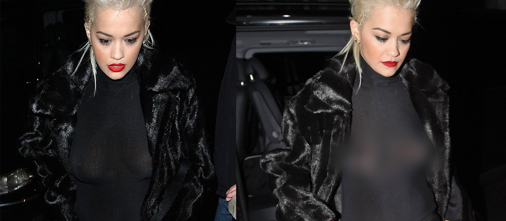 Rita Ora da sütyensiz modasına katıldı