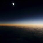 A view from a plane during the so-called “Eclipse Flight” from the Russian city of Murmansk to observe the solar eclipse above the neutral waters of the Norwegian Sea