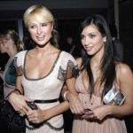 Paris Hilton (L) and Kimberly Kardashian attend the international launch event to unveil the new ima..