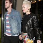 **EXCLUSIVE** HAPPY BIRTHDAY NOAH!  Miley Cyrus and boyfriend Liam Hemsworth arrive to celebrate her sister Noah’s 13th birthday party at Level 3 nightclub in Hollywood