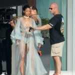 Rihanna Goes Braless In A Sheer Robe And Thong While Wielding A Gun On The Set Of Her New Music Video In Miami