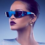 Rihanna wearing frames from her Dior sunglass collaboration.
