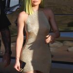 Kylie Jenner attends the Pretty Little Thing party with green hair