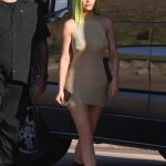 Kylie Jenner attends the Pretty Little Thing party with green hair
