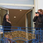 Nicole Scherzinger is seen on a photo shoot at the Martinez hotel showing off a bit of shoulder for the camera