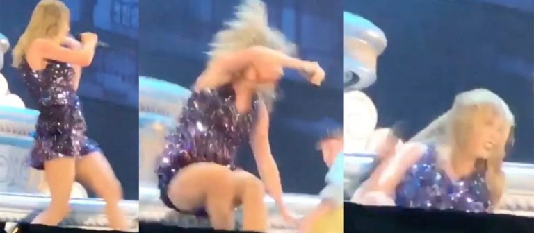 Taylor Swift, sahnede yere düştü