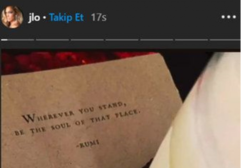 JENNİFER LOPEZ’DEN MEVLANA PAYLAŞIMI