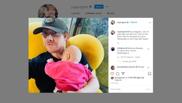 RUPERT GRINT 1 MİLYON TAKİPÇİYE EN HIZLI ULAŞAN KULLANICI OLDU