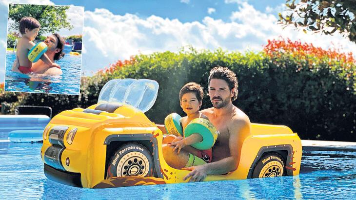 TOLGAHAN SAYIŞMAN OĞLU İLE HAVUZDA