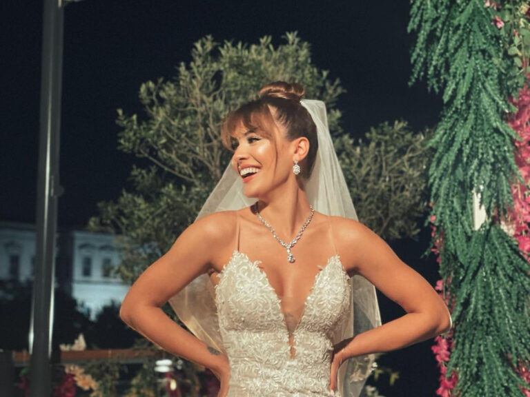 Biran Damla Yılmaz bembeyaz gelinliğiyle büyüledi