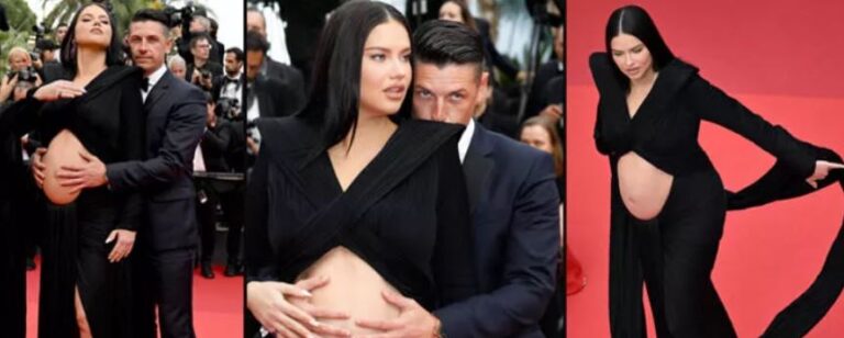 Karnı burnunda Adriana Lima kırmızı halıda