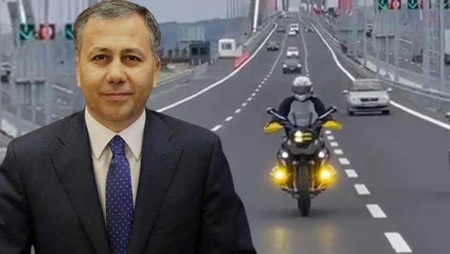 İstanbul Valisi Vali Yerlikaya motorla köprüyü geçti
