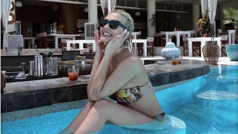 Havuzda kalça dansı yapan Melisa Döngel kendinden geçti