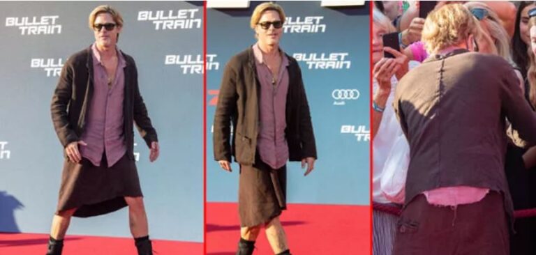 Brad Pitt Suikast Treni filminin galasında etek giydi
