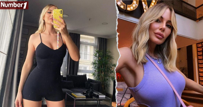 Hande Sarıoğlu’ndan mini tayt tulumlu poz