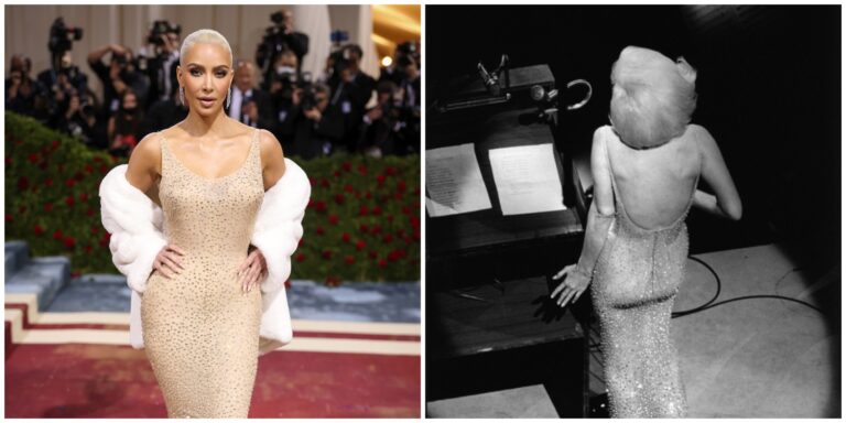 Üç kişiden yardım aldı: Kim Kardashian Marilyn Monroe’nun kıyafetini böyle giydi