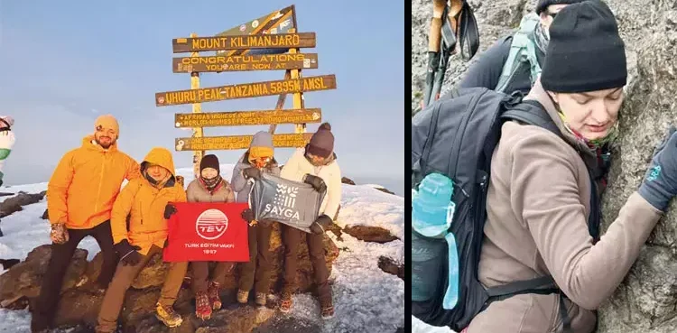 Bir tırmanışla iki zirve yaptı, hem bağışta hem de Kilimanjaro’da