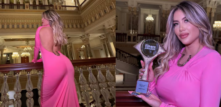 Wanda Nara Yılın kadını ödülünü aldı. Pembe elbisesi dikkat çekti