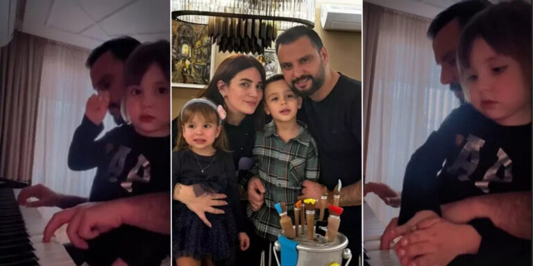 Alişan ve minik kızı Eliz’den piyano performansı