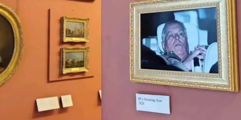 Gözaltındaki Andrew Louvre duvarında